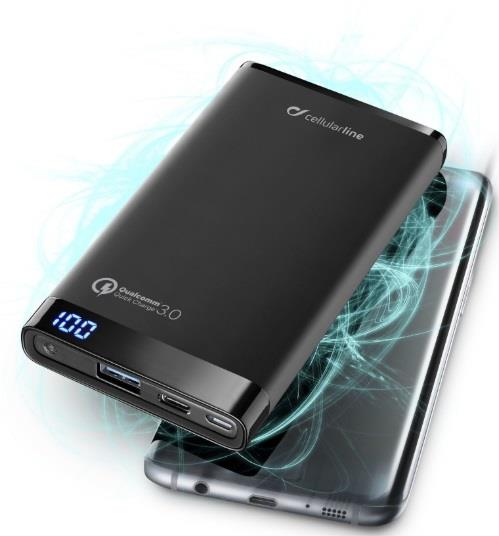 CELLULARLINE PowerBank 8000 mAh Cellular Line Free Manta 8QC USB 3.0 nero